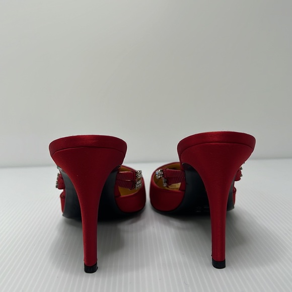 Constanca Basto Red Satin Mules Size 38 New in Box - Picture 4 of 6